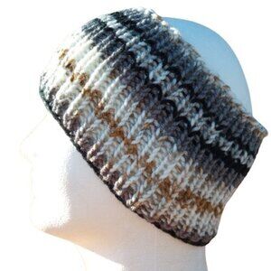 Men's Handmade Headband Circlet Bandeau Gold Eagle Black Rib Knit USA Womens M/L